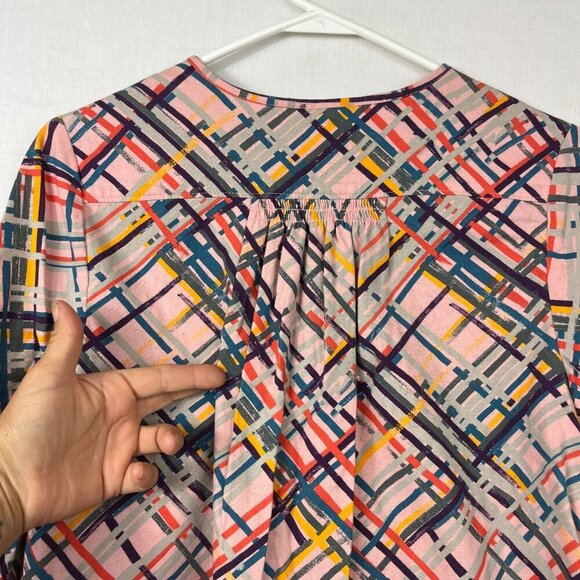 Maeve High Low Abstract Tunic Popover Womens M Oversized Artsy Bold 3/4 Pink - Picture 8 of 14